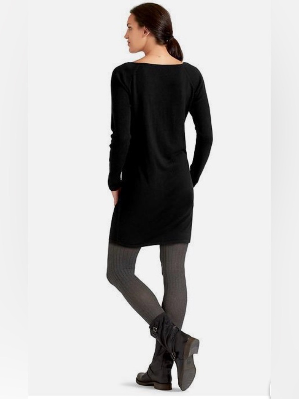 Athleta Solitude Pull over Women's Black Long Sleeve Knit Dress Size Medium - Picture 2 of 5